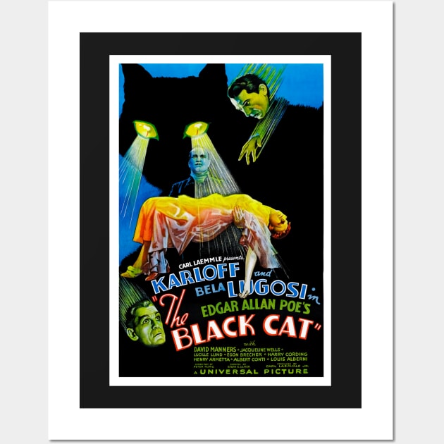 Completely Retouched The Black Cat Movie Poster from 1934 Wall Art by vintageposterco